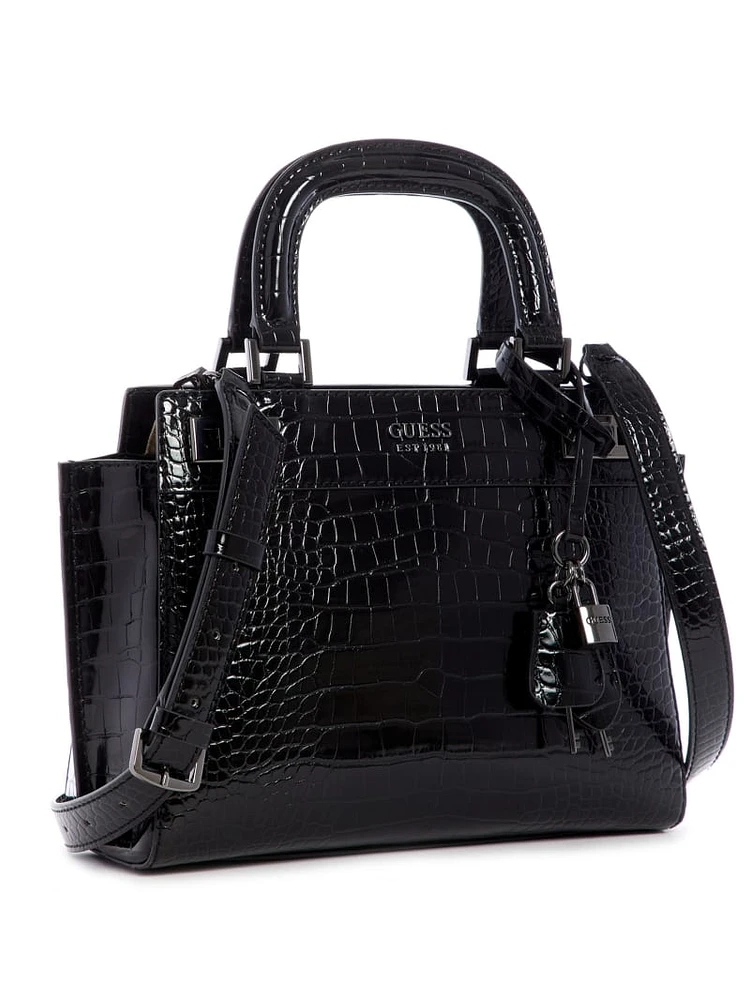 Guess Katey Croco Mini Handbag Black