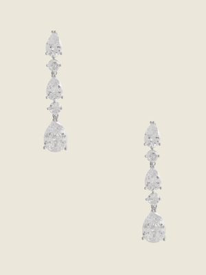 Rhodium Plated Cubic Zirconia Drop Earring