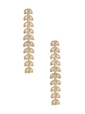 14K Gold-Plated Crystal Leaf Earring
