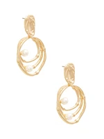 Gold-Tone Pearl Orbital Doorknocker Earring