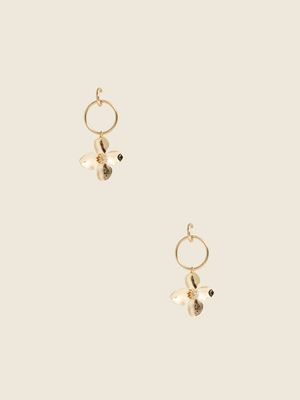 14K Gold-Plated Huggie Hoop Floral Earring
