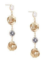 CZ Gold-Tone Knot Linear Earring