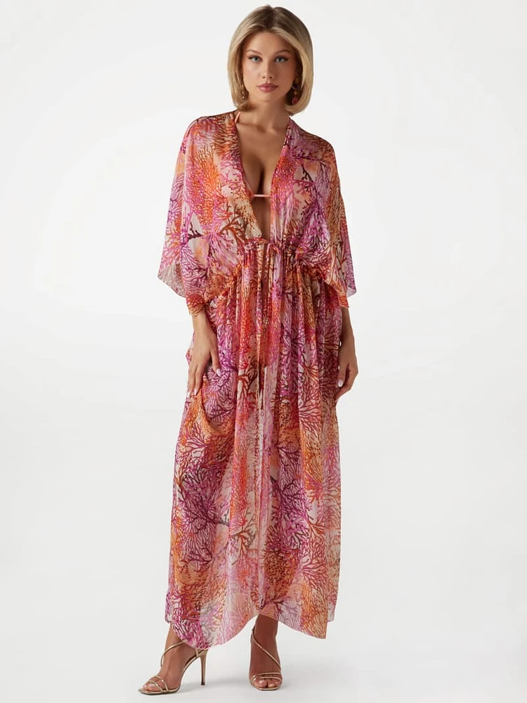 Long Silk-Blend Kimono