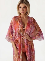 Long Silk-Blend Kimono
