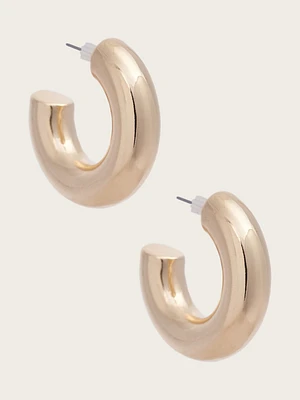 Gold-Tone Thick Hoop Earring