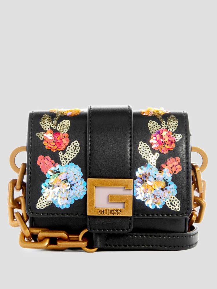 GUESS Morada Sequin Floral Micro Mini Bag