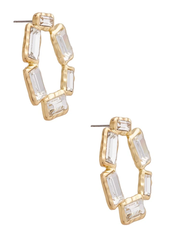 Gold-Tone Baguette Open Earrings