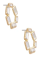 Gold-Tone Baguette Open Earrings