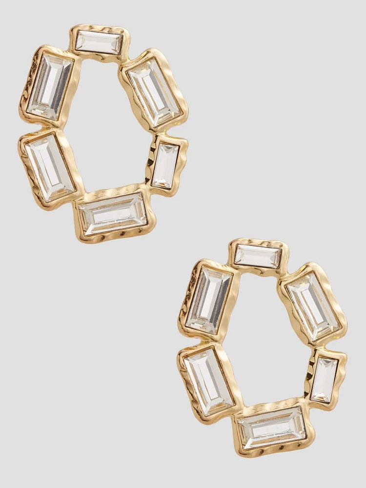 Gold-Tone Baguette Open Earrings