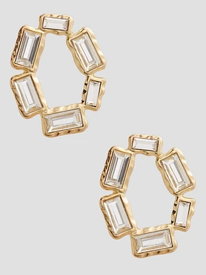 Gold-Tone Baguette Open Earrings