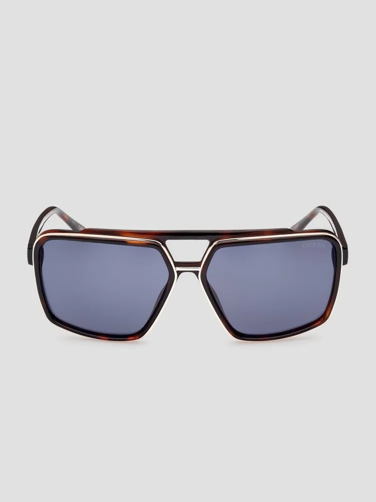 Metal Trim Plastic Navigator Sunglasses