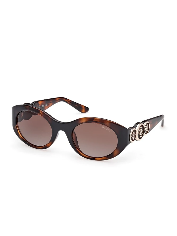 Oval Peony Plastic Sunglasses