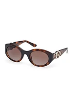 Oval Peony Plastic Sunglasses