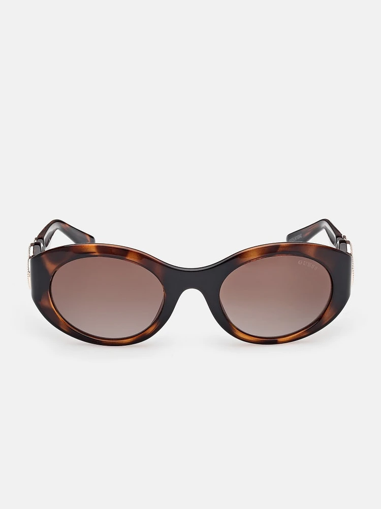 Oval Peony Plastic Sunglasses