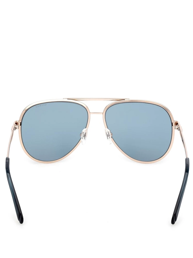 Aviator Striped Metal Sunglasses