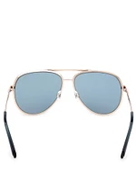 Aviator Striped Metal Sunglasses