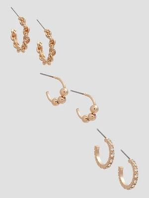 Gold-Tone Huggie Hoop Earring Set