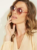 Gold-Tone Aviator Sunglasses