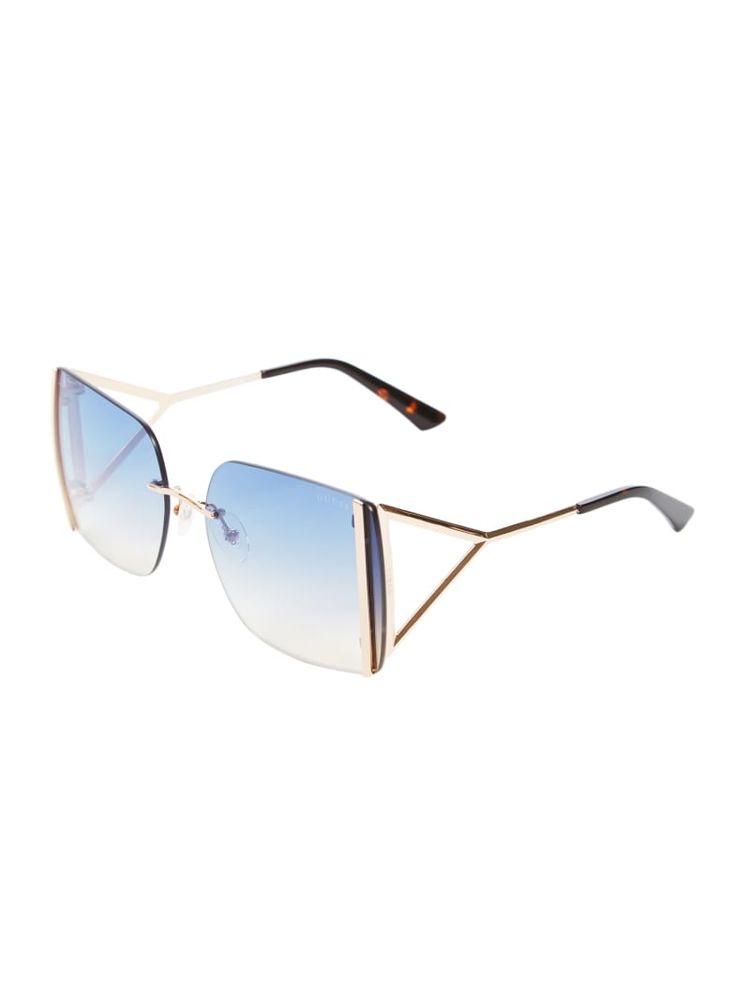 Gold Rimless Square Sunglasses