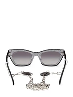 Metallic Plastic Cat-Eye Sunglasses