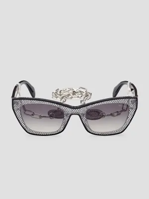 Metallic Plastic Cat-Eye Sunglasses