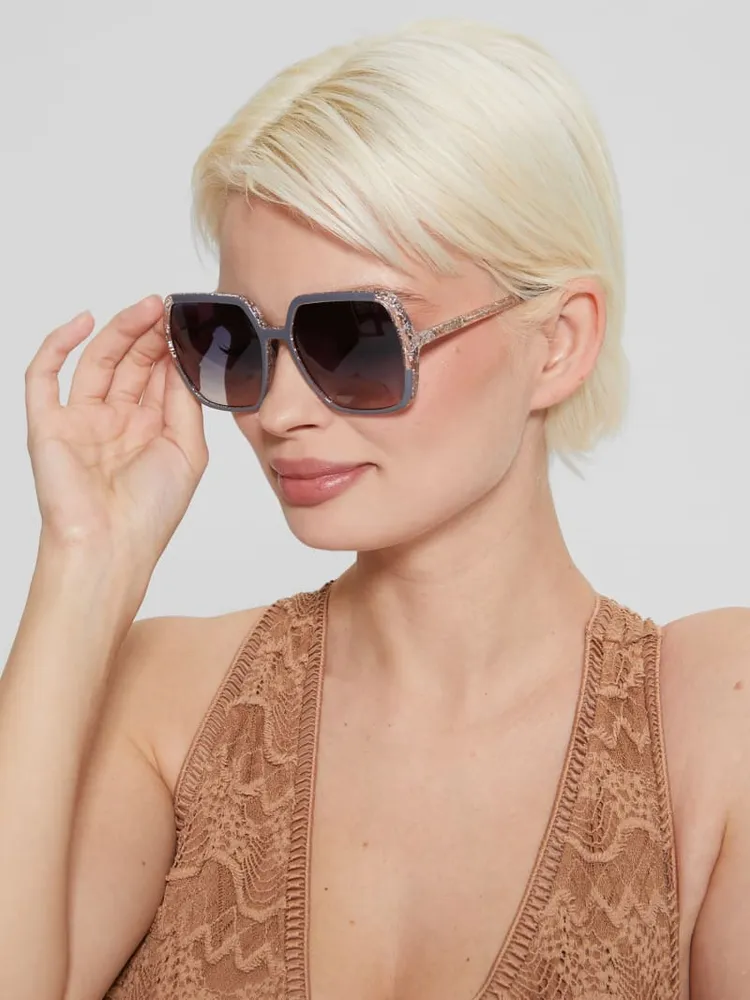 Glitter Square Plastic Sunglasses