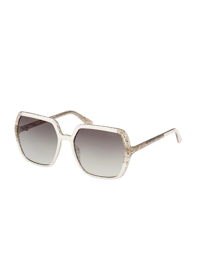Glitter Square Plastic Sunglasses