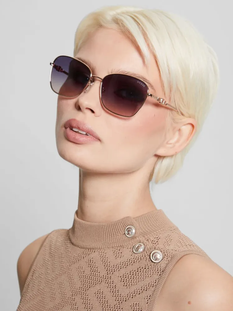 Butterfly Metal Colored Trim Sunglasses