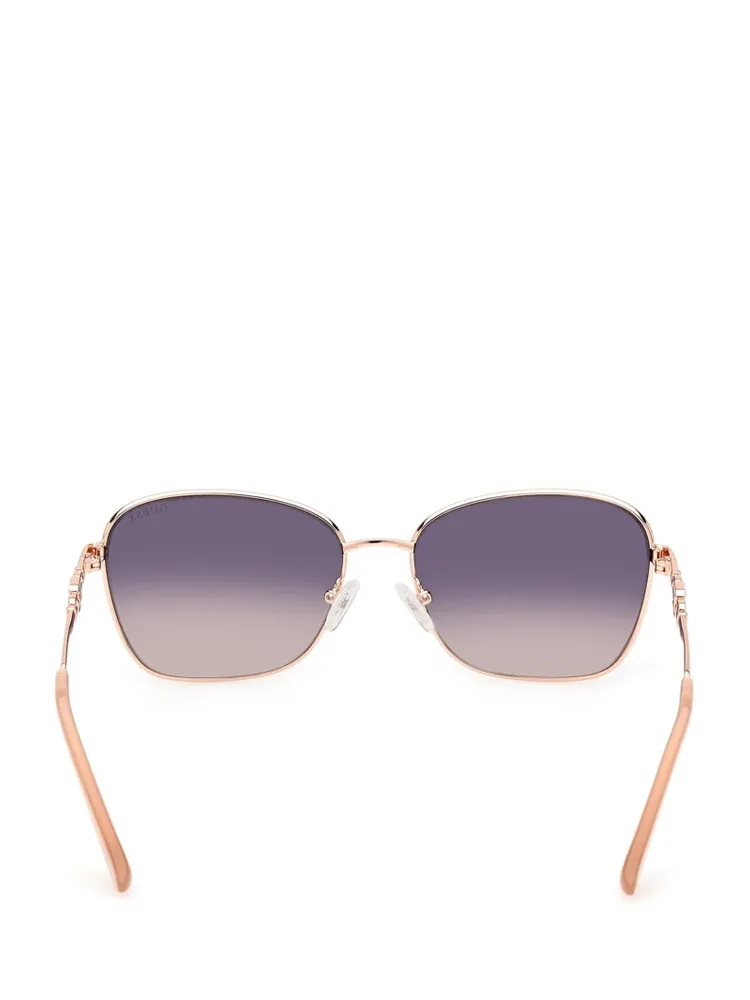 Butterfly Metal Colored Trim Sunglasses