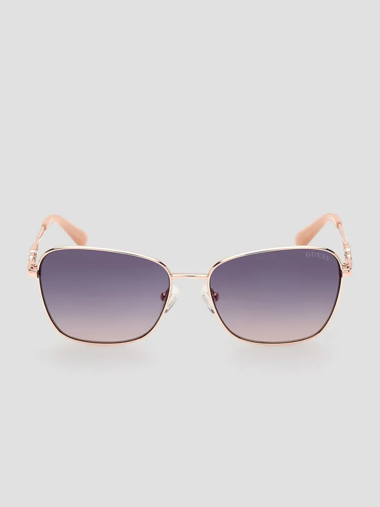 Butterfly Metal Colored Trim Sunglasses