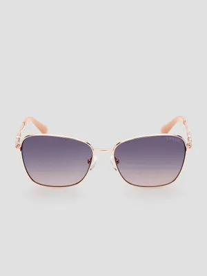 Butterfly Metal Colored Trim Sunglasses
