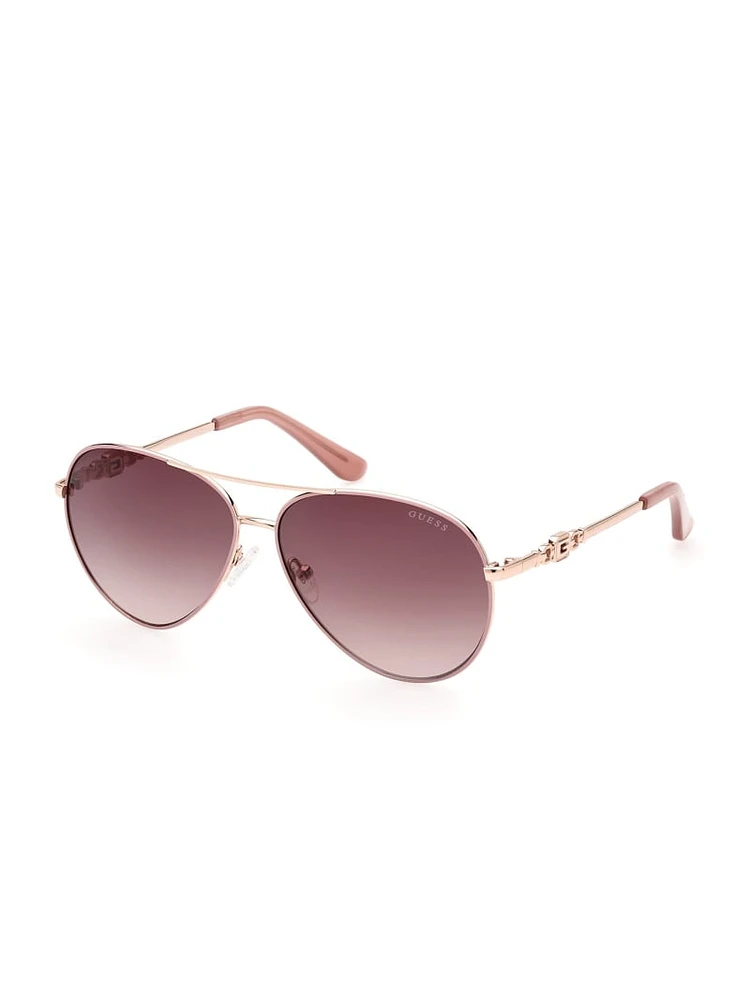 Square G Link Metal Aviator Sunglasses