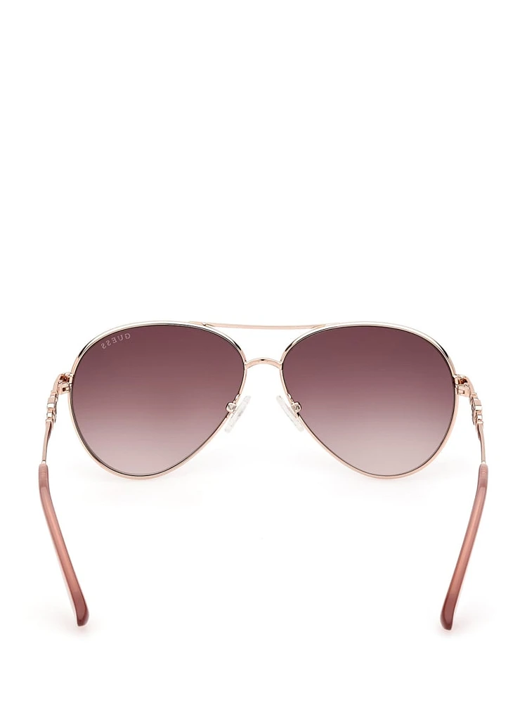 Square G Link Metal Aviator Sunglasses