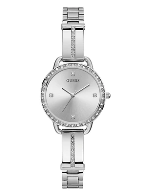 Silver-Tone Crystal Analog Watch