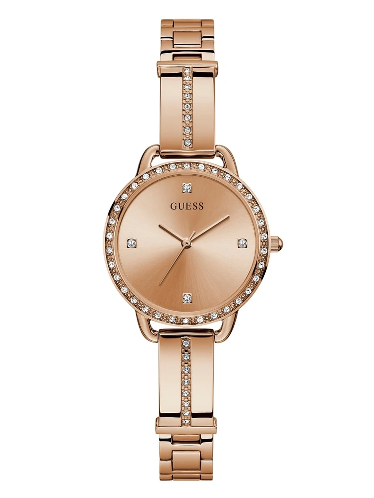 Rose Gold-Tone Crystal Analog Watch