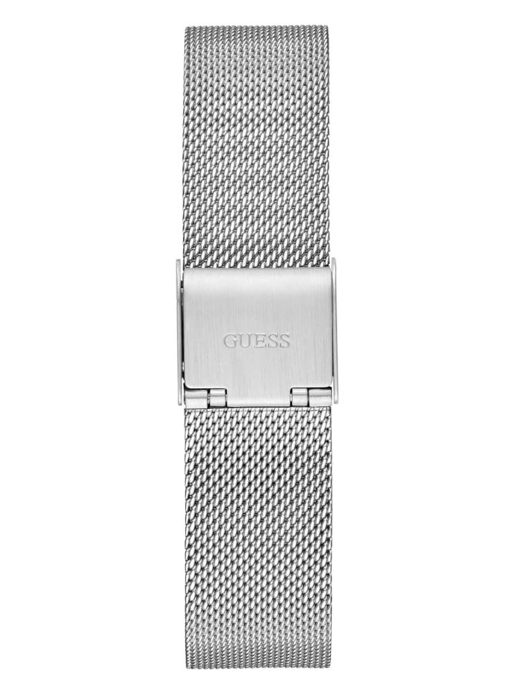 Sparkling Pink Silver-Tone Mesh Analog Watch