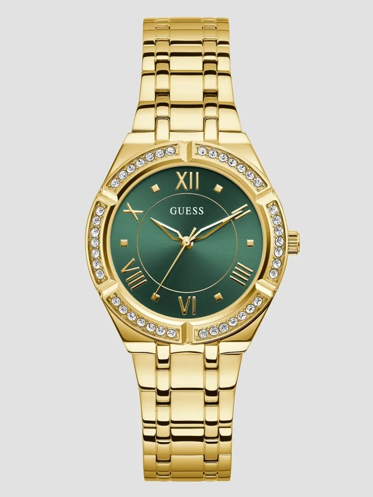 Gold-Tone and Green Analog Watch