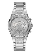 Silver-Tone Crystal Chrono-Look Watch