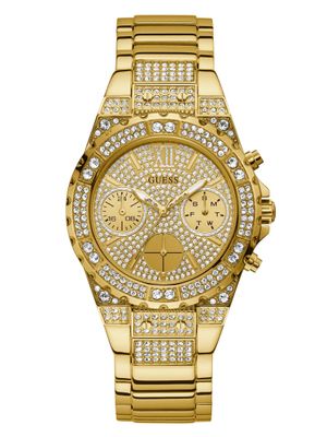 Gold-Tone Chrono-Look Crystal Watch