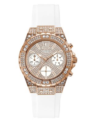 Rose Gold-Tone and White Chrono-Look Watch