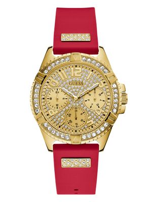 Gold-Tone And Red Multifunction Watch