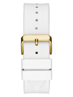Gold-Tone and White Rectangular Multifunction Watch