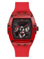 Red Plastic and Silicone Multifunction Watch