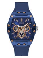 Rose Gold-Tone and Blue Silicone Multifunction Watch
