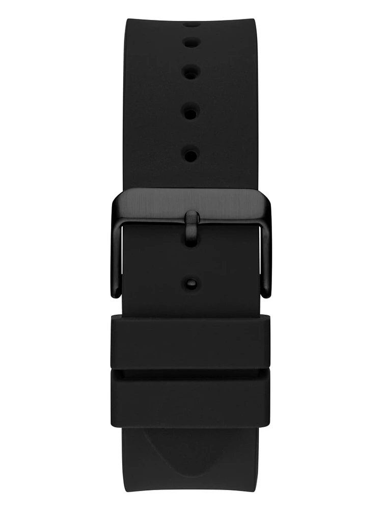 Rose Gold-Tone and Black Silicone Multifunction Watch