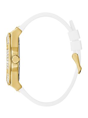 Gold-Tone and White Baguette Multifunction Watch
