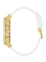 Gold-Tone and White Baguette Multifunction Watch