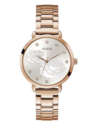 Rose Gold-Tone Floral Crystal Analog Watch