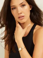 Gold-Tone Rhinestone Analog Watch