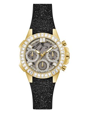 Gold-Tone and Black Shimmer Analog Watch